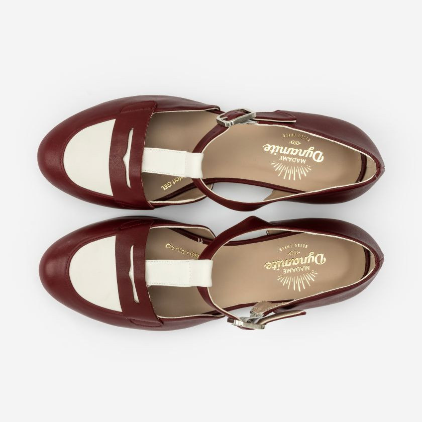 Wide fit - Mocasines Cherry & White