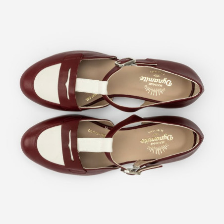Wide fit - Mocasines Cherry & White