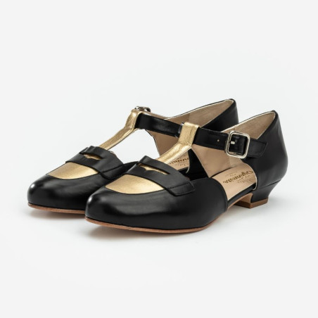 Wide fit - Mocasines Black & Gold