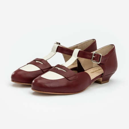 Wide fit - Mocasines Cherry & White