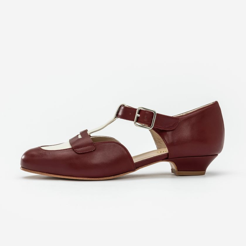 Wide fit - Mocasines Cherry & White