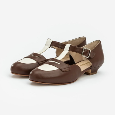 Wide fit - Mocasines Brown & White