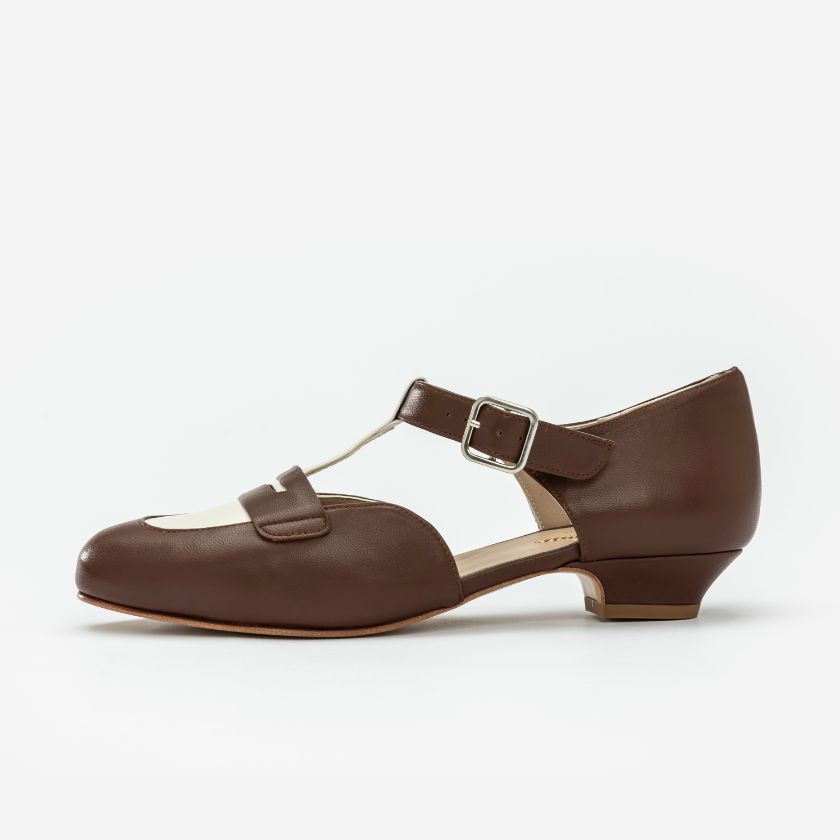 Wide fit - Mocasines Brown & White