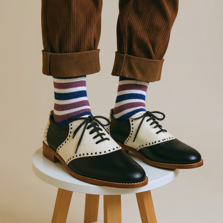 Saddle shoes dark chocolate and cream - For men 2