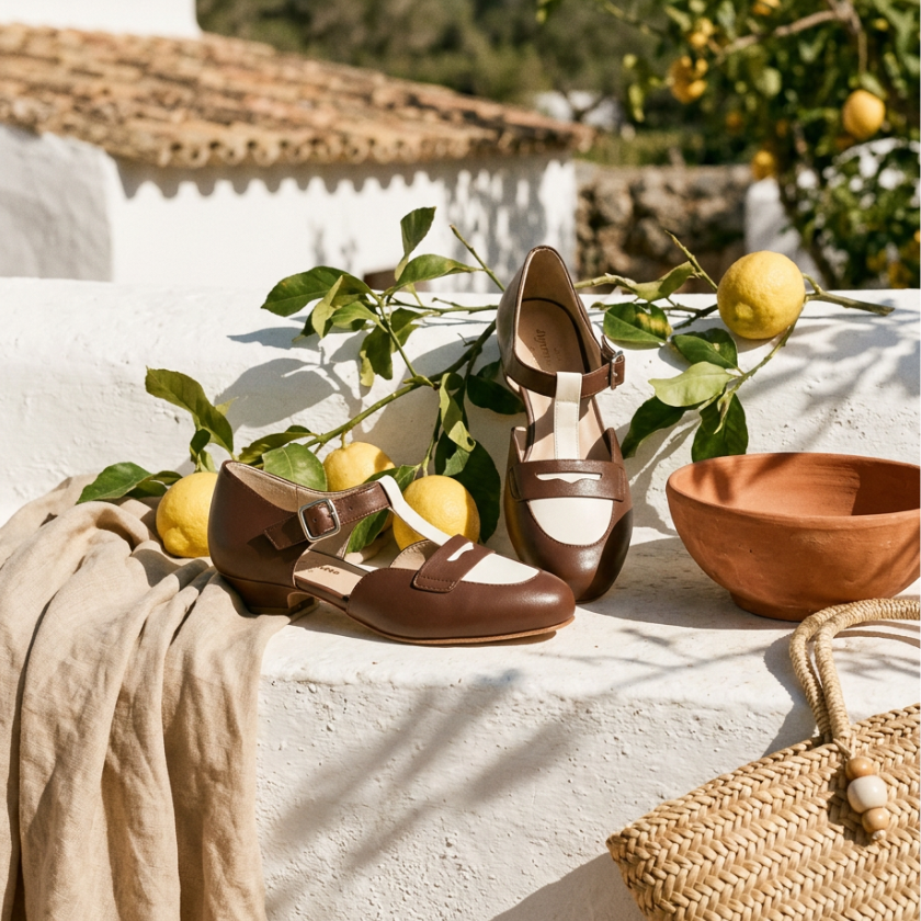 Wide fit - Mocasines Brown & White