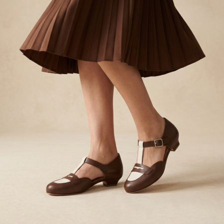 Wide fit - Mocasines Brown & White 2