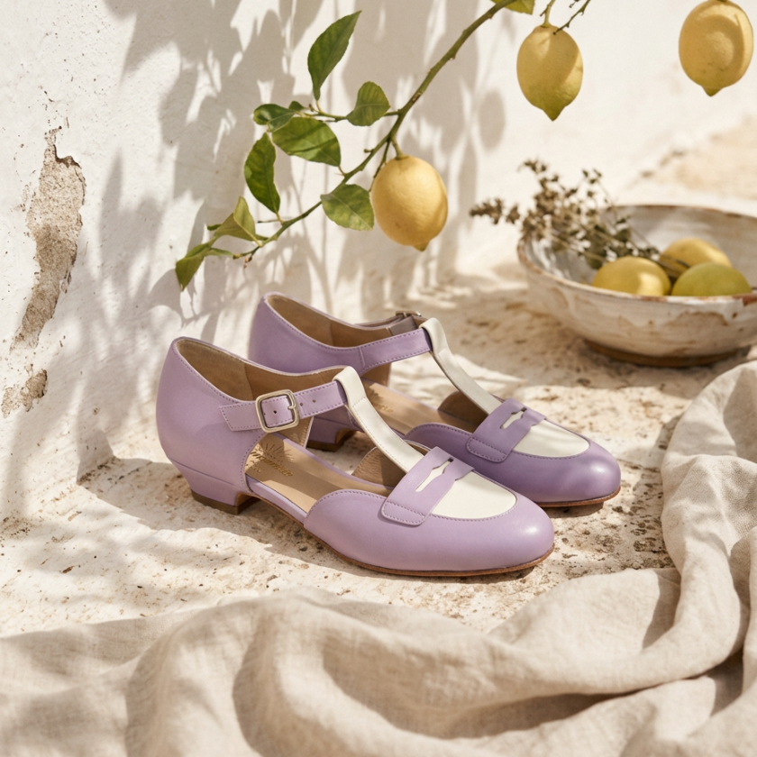 Wide fit - Mocasines Lavender & White