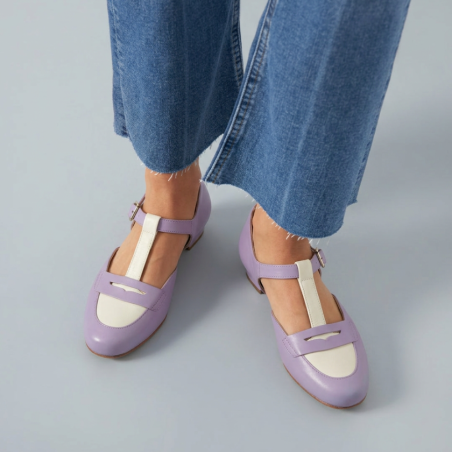 Wide fit - Mocasines Lavender & White