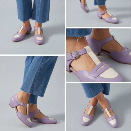 Wide fit - Mocasines Lavender & White