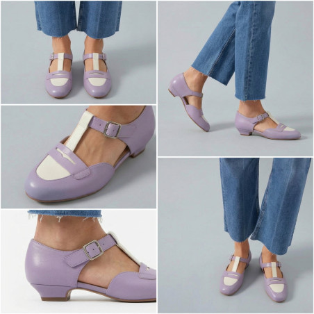 Wide fit - Mocasines Lavender & White