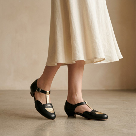 Wide fit - Mocasines Black & Gold 2