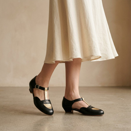 Wide fit - Mocasines Black & Gold