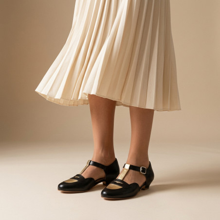 Wide fit - Mocasines Black & Gold