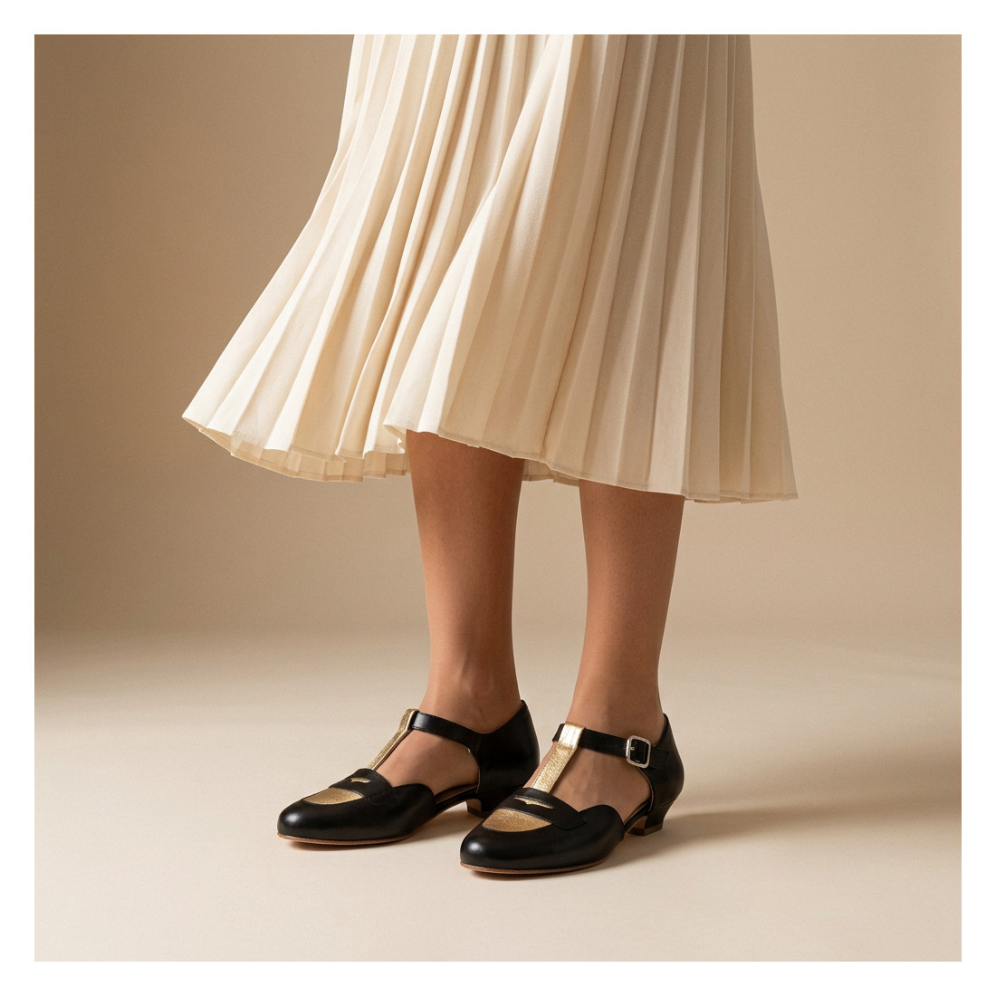 Madame Dynamite Wide fit - Mocasines Black & Gold thumbnail 6