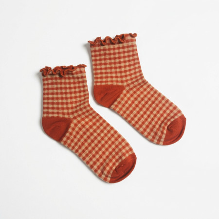 CHAUSSETTES VICHY ORANGES 2