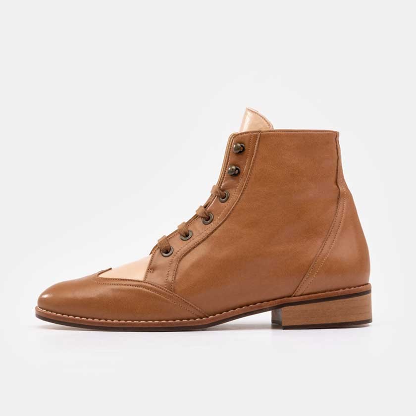 ALMA VINTAGE BOOTS LEATHER BROWN & ALMOND