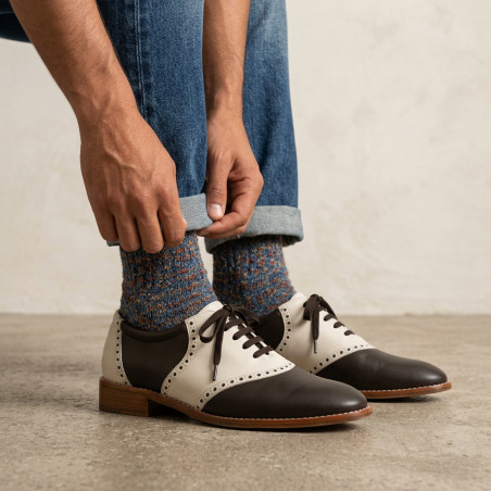 Saddle shoes dark chocolate and cream - For men