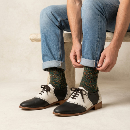 Saddle shoes dark chocolate and cream - For men