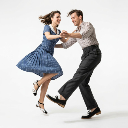 Schwarz-weiße Loafer zum Swingtanzen – Herren