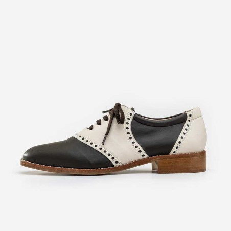 Saddle shoes dark chocolate and cream - For men