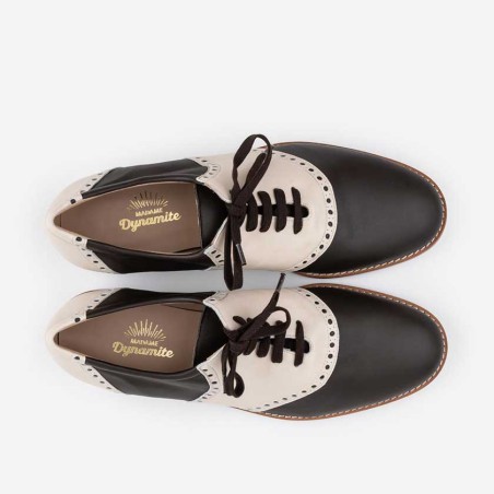 Saddle shoes dark chocolate and cream - For men