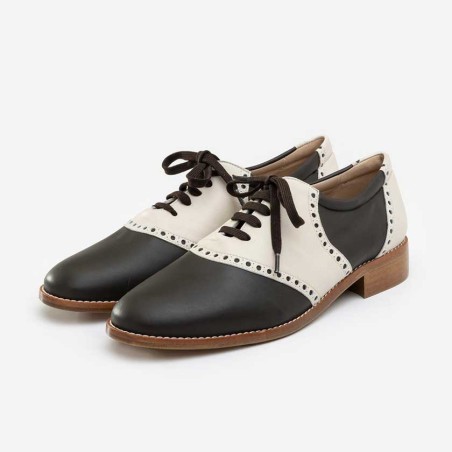 Saddle shoes dark chocolate and cream - For men